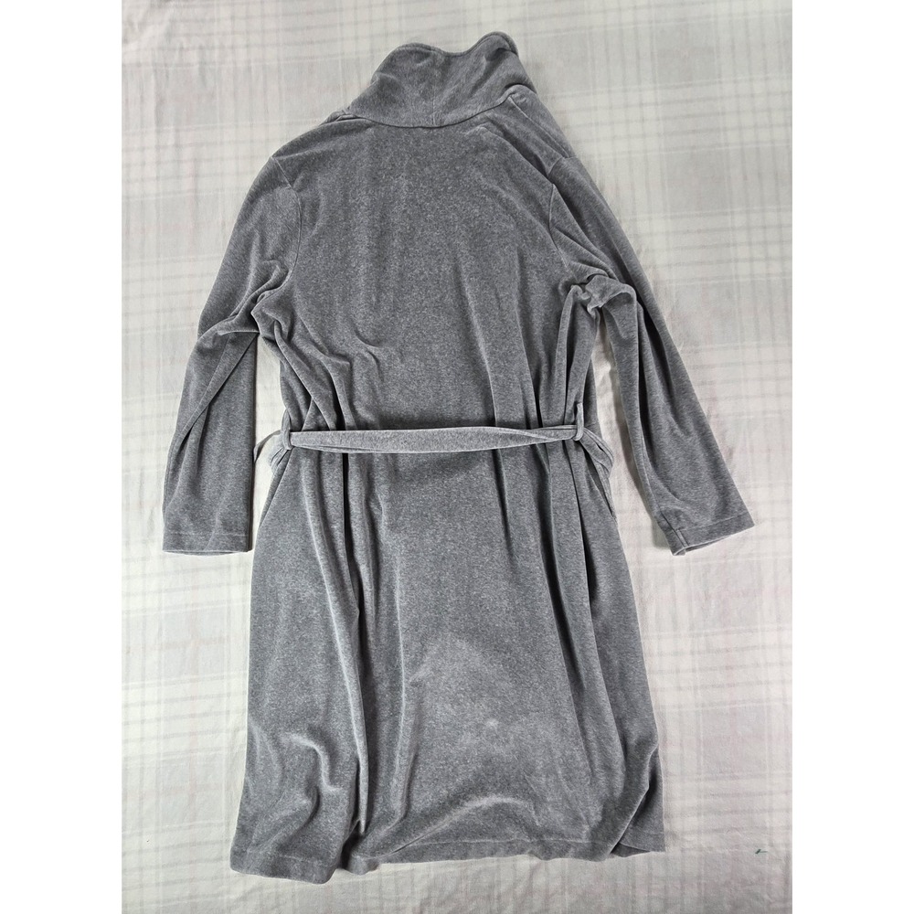 J Jill Sleep Shawl Collar Velour Tie-Waist Robe Pockets Gray XL - Picture 2 of 14